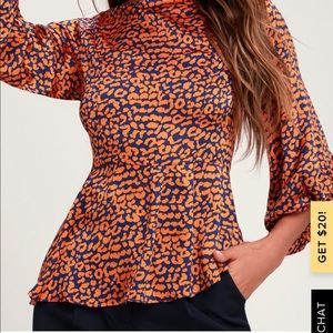 Orange and Blue Peplum Top.